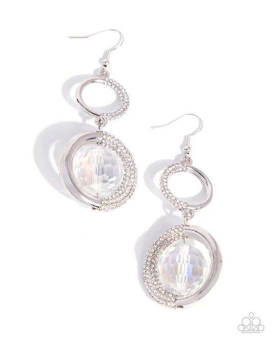 Dazzling Dive - White | White Rhinestone Drop Earrings - photo 1