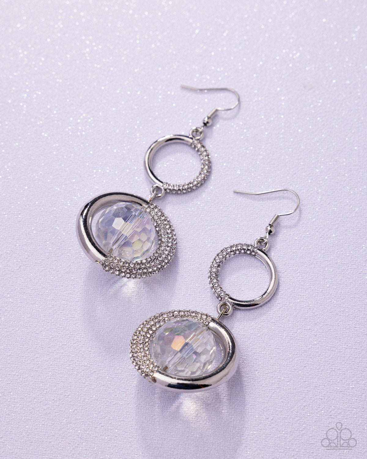 Dazzling Dive - White | White Rhinestone Drop Earrings - photo 5