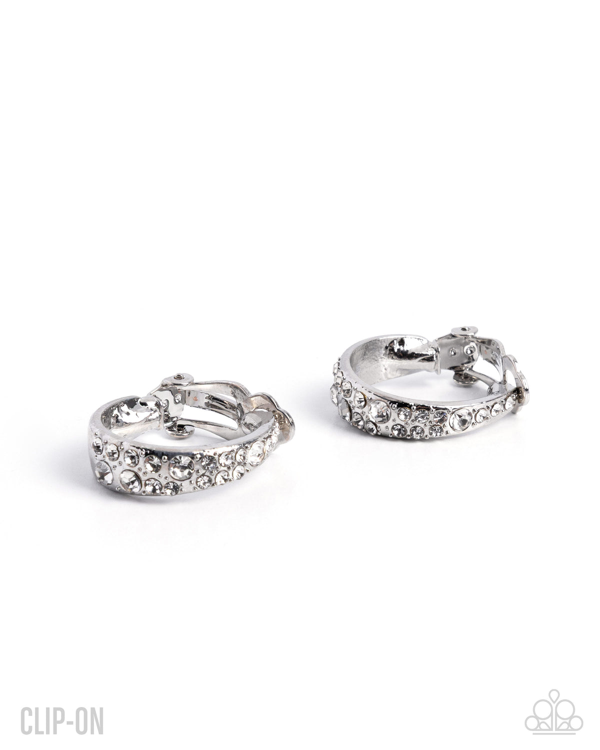 Flashy Fate - White | White Rhinestone Clip-On Earrings - photo 1