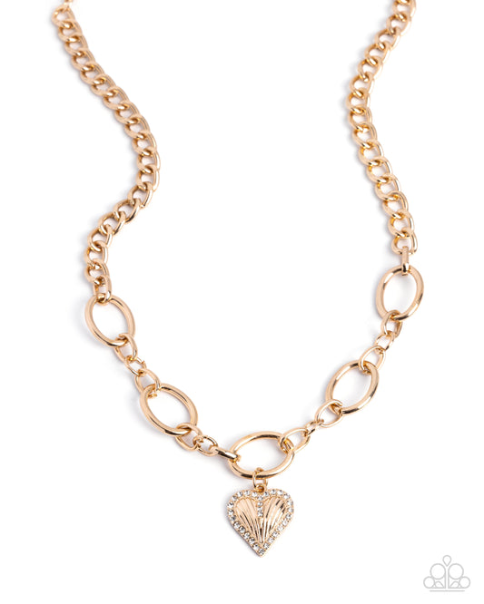 Lunch Date - Gold | Gold-Tone Heart Pendant Necklace - photo 1