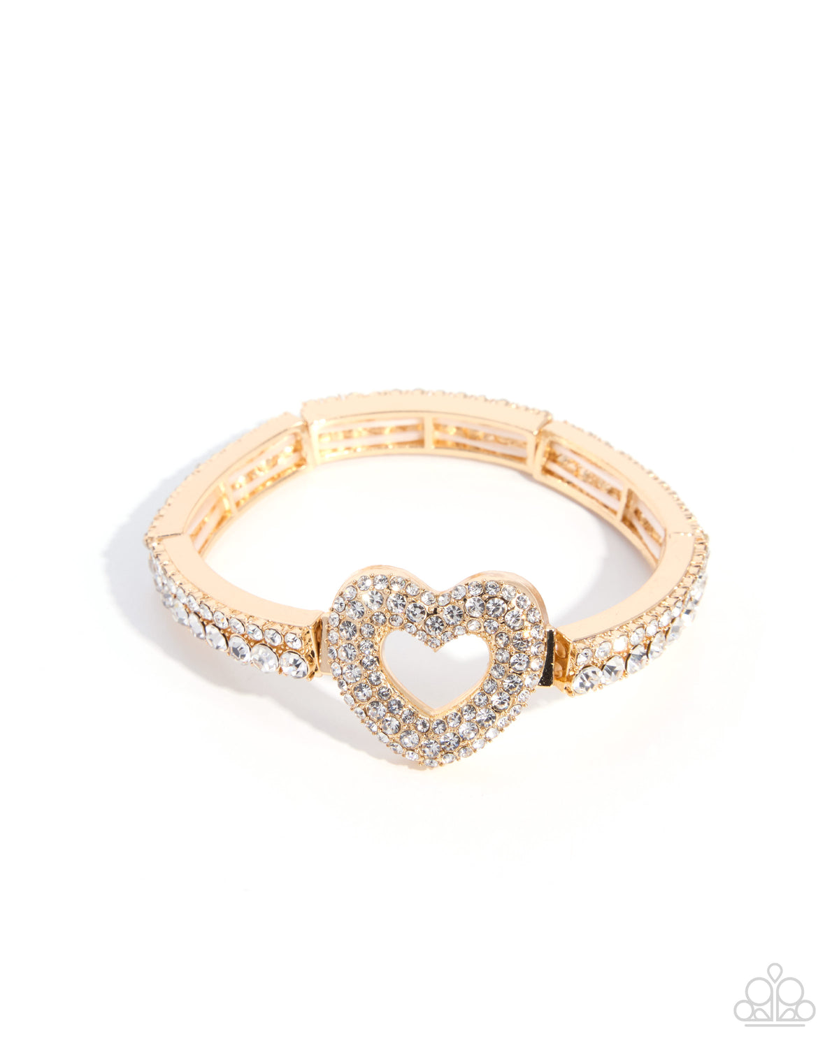 Delightful Daydream gold stretch bracelet with rhinestone heart