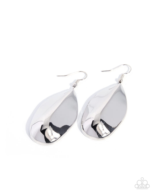 Polished Pinch - Silver | Silver-Tone Leaf Drop Earrings - photo 1