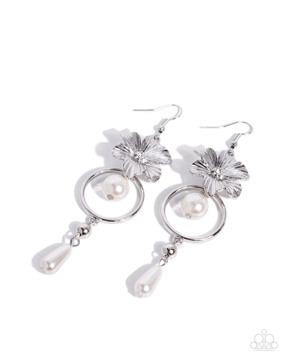 Effortless Whimsy - White Pearl Flower Earrings - product photo 1