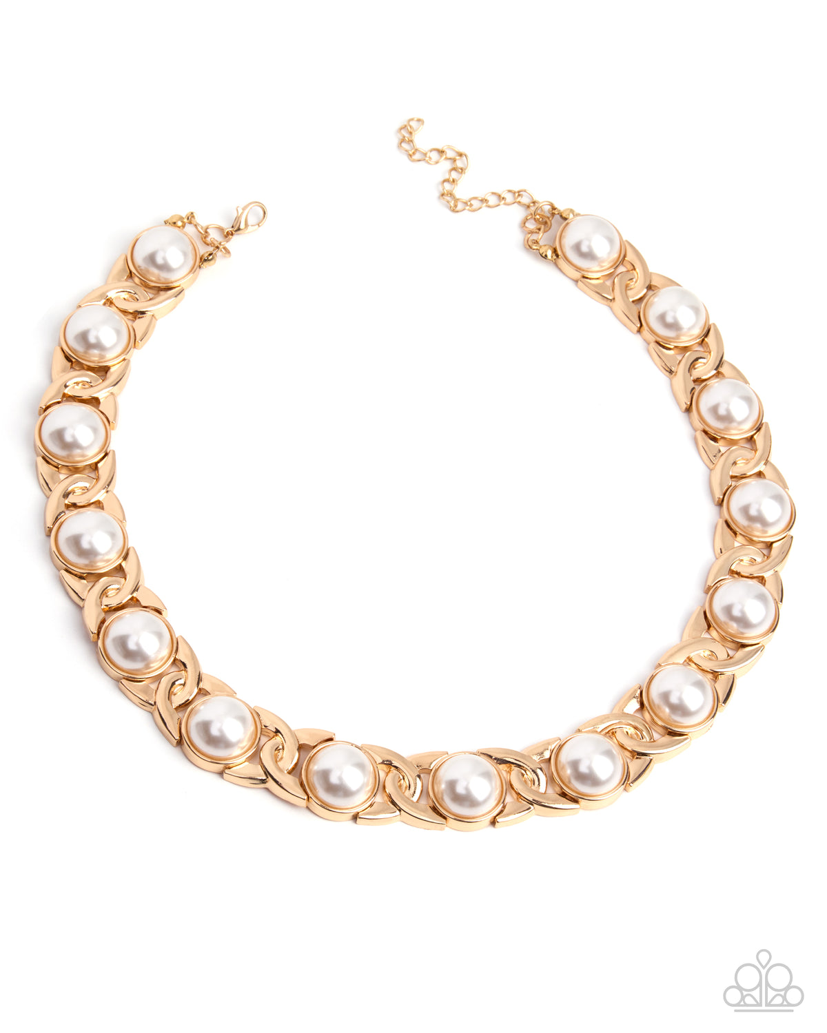Poised Parade gold and white pearl necklace with matching earrings
