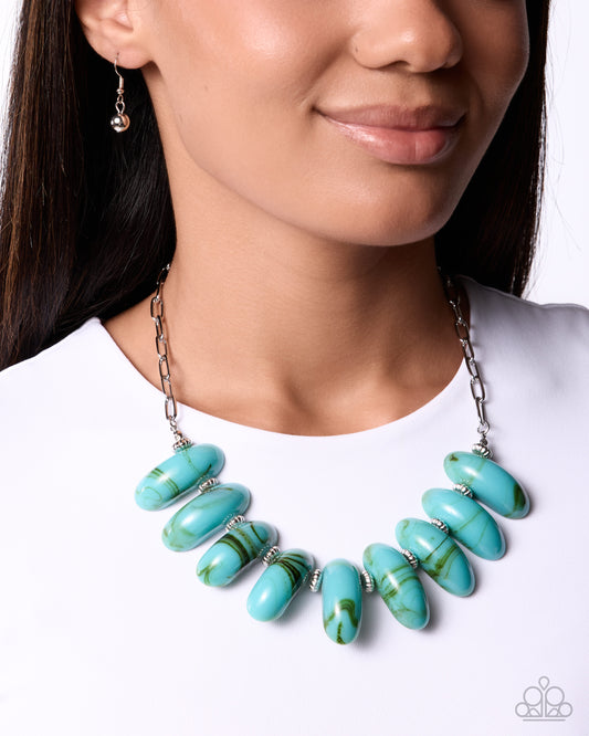 Staggering Swirls Blue statement necklace, alternate view