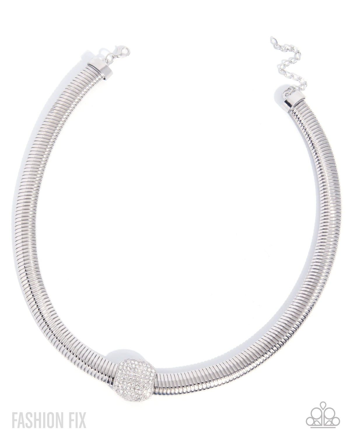 Downtown Demand - White Rhinestone Statement Necklace - product photo 1