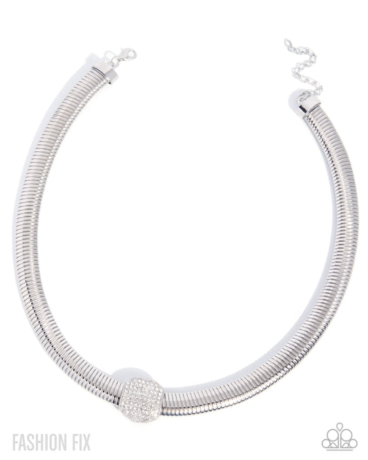Downtown Demand - White Rhinestone Statement Necklace - product photo 1