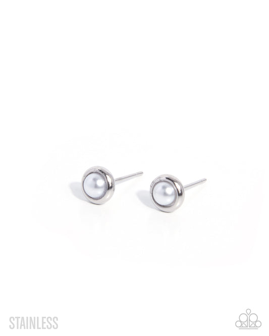 Operatic Option - Silver | Silver-Tone Faux-Pearl Stud Earrings - photo 1