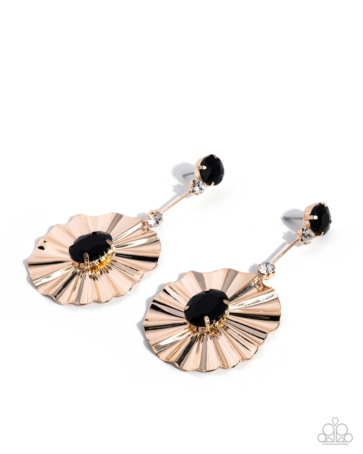 Crimped Champion black and white gem drop earrings