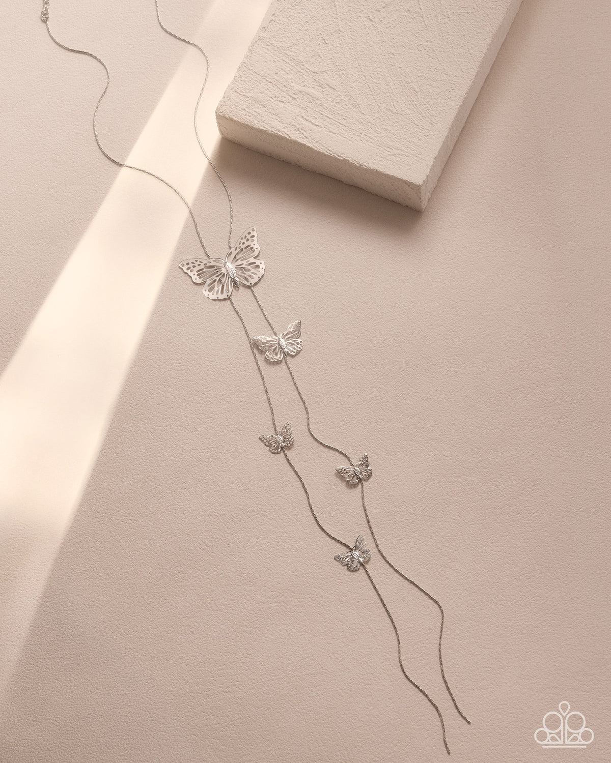 Additional view 4 of Fluttering Freestyle silver butterfly necklace with matching earrings