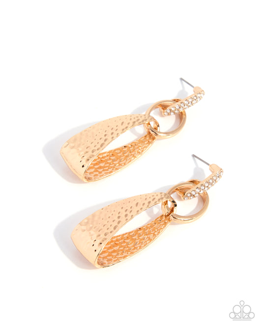 Chic Contrast - Gold | Gold-Tone Rhinestone Teardrop Earrings - photo 1