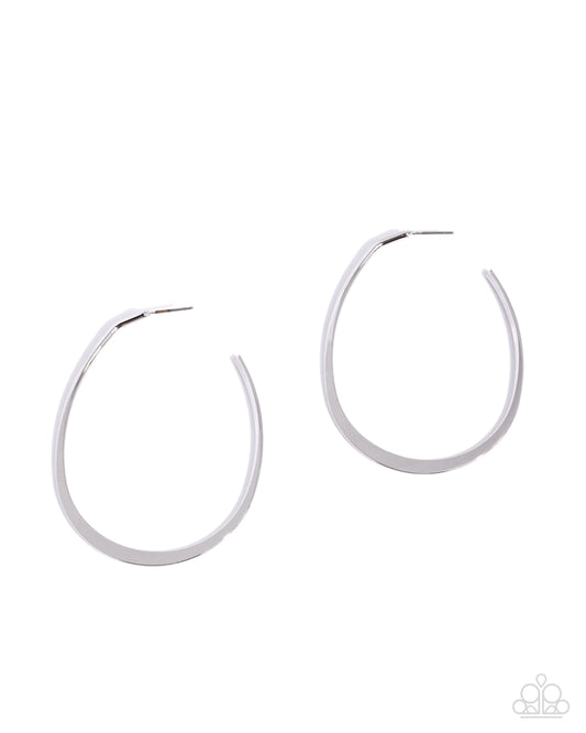 Streamlined Scene - Silver | Silver-Tone Teardrop Hoop Earrings - photo 1
