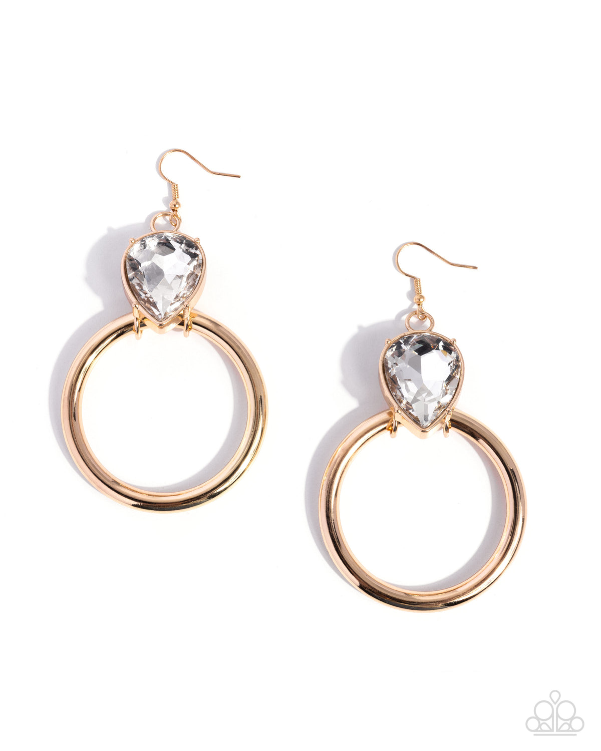 Enjoyable Elegance white teardrop and gold hoop earrings