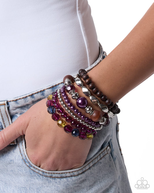 Dashing Delivery - Purple | Purple Beaded Stretch Bracelet Set - photo 2