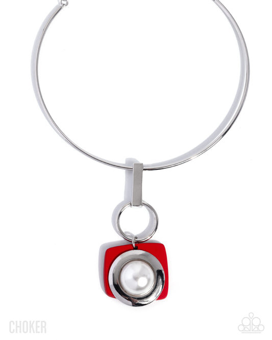 Elegant Entrance - Red | Red Acrylic Faux-Pearl Choker Necklace - photo 1