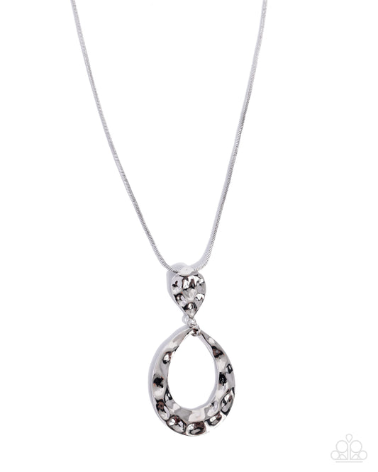 Hammered Hypothesis - Silver | Silver-Tone Hammered Teardrop Necklace - photo 1