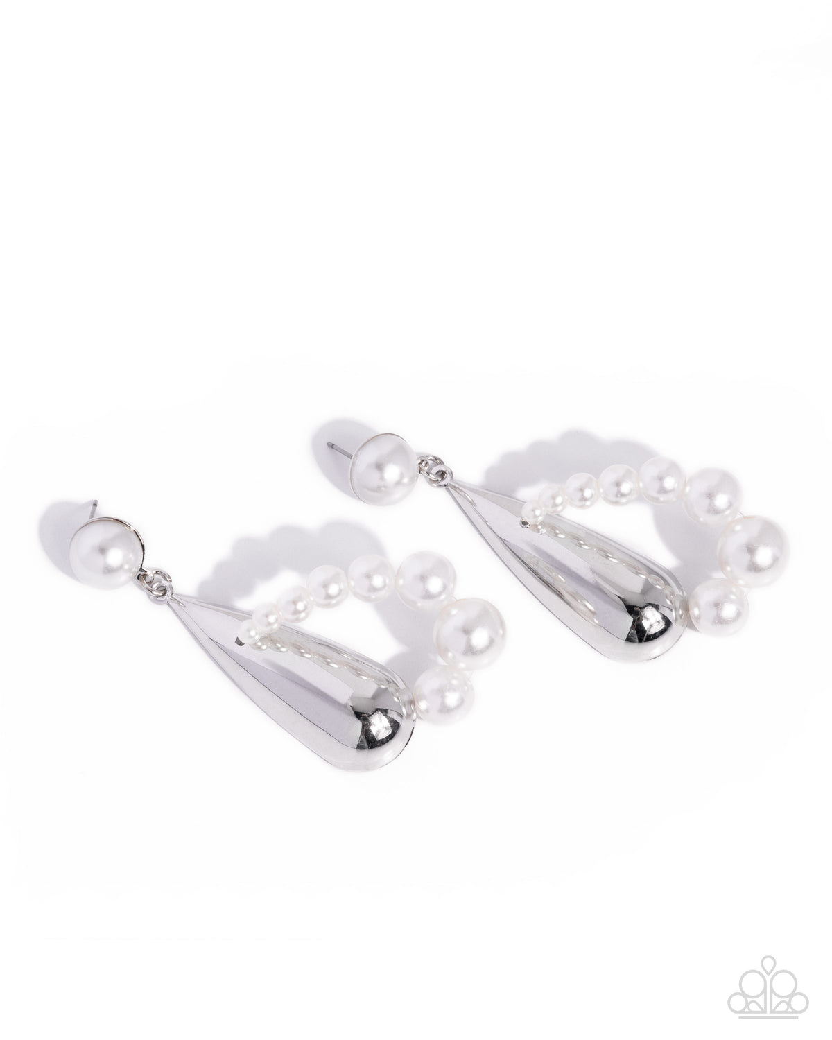 Potent Poise - White Pearl Teardrop Earrings - product photo 1