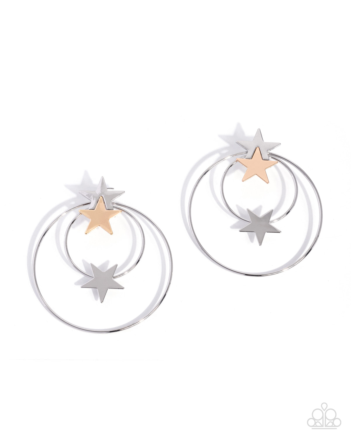 Superstar Sashay silver and gold star hoop earrings