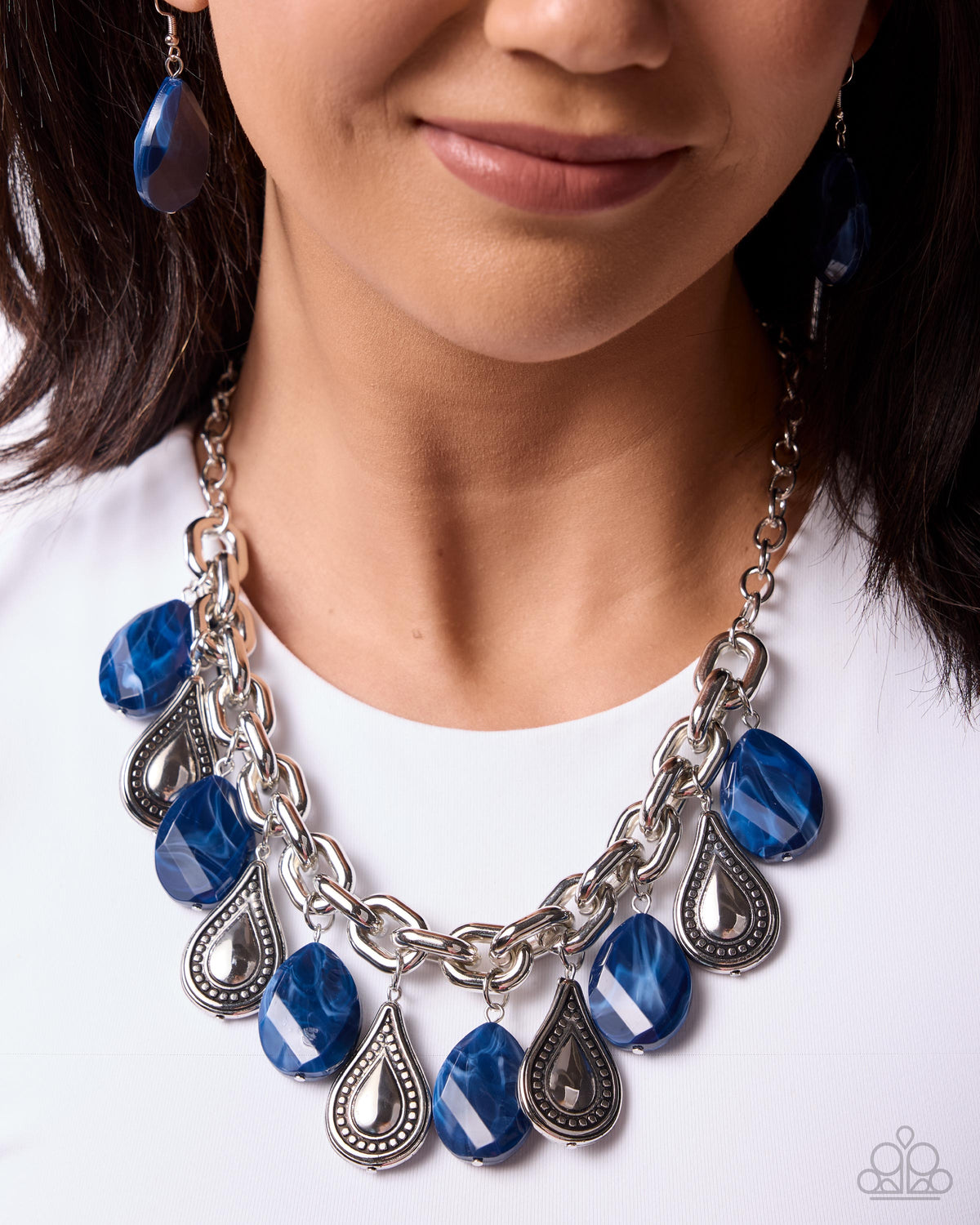Teardrop Today - Blue Teardrop Necklace - product photo 2