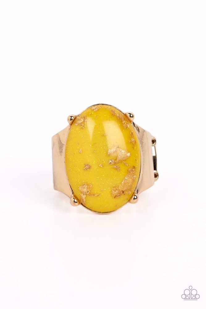 Gold Leaf Glam Ring - Yellow