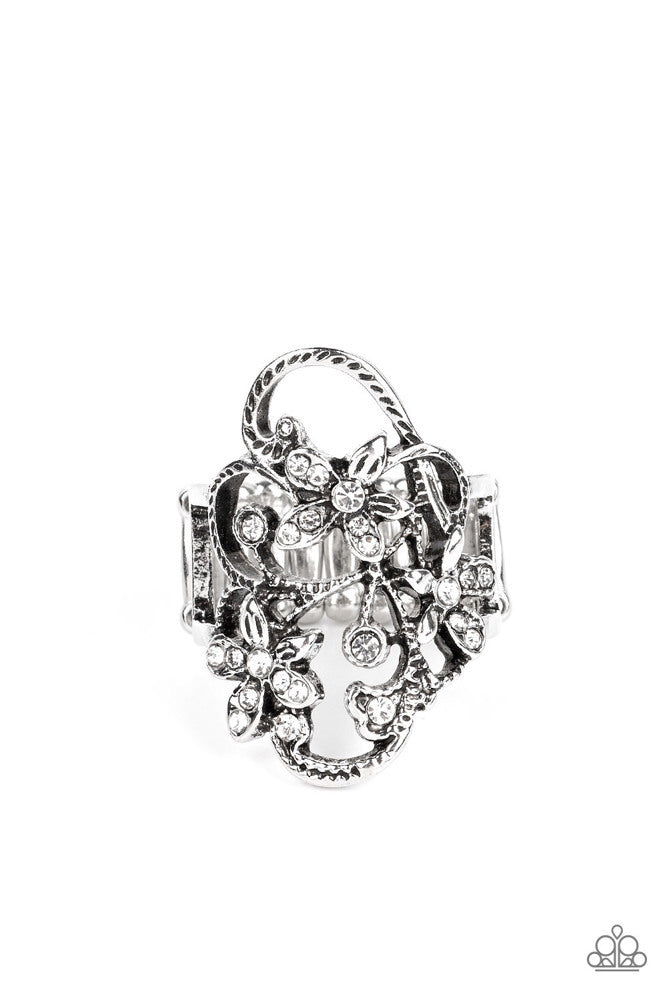 Flirtatiously Flowering Ring - White