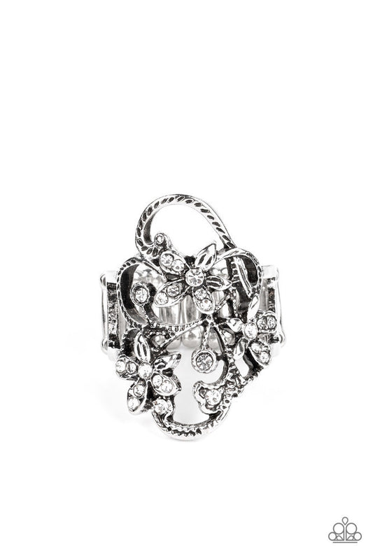 Flirtatiously Flowering Ring - White