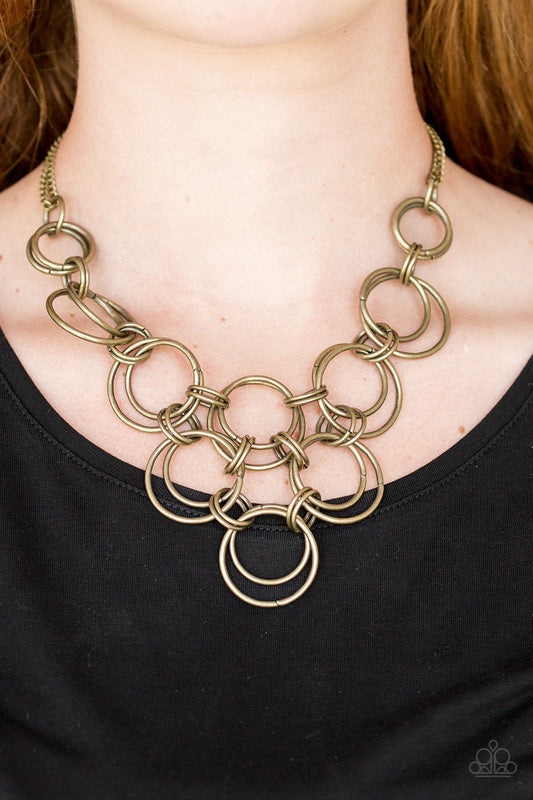 Ringing Off The Hook Brass pendant necklace, alternate view