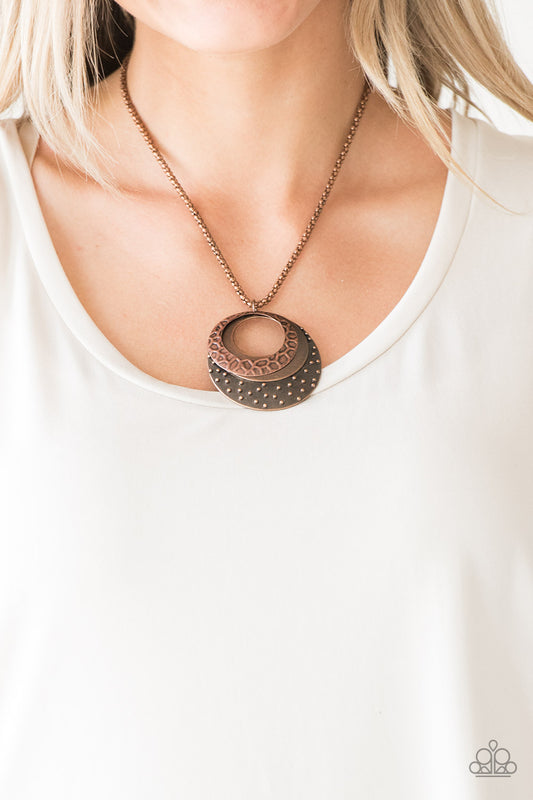 Texture Trio Copper statement necklace, alternate view