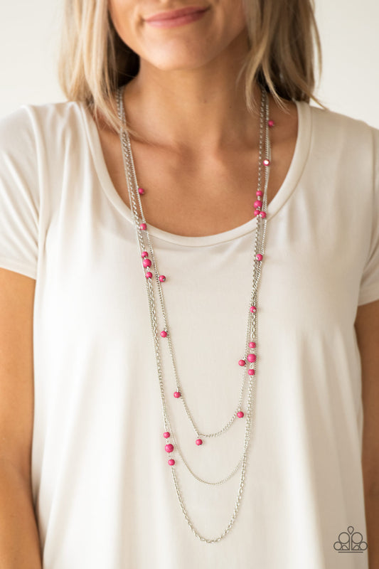 Laying The Groundwork Pink statement necklace, alternate view