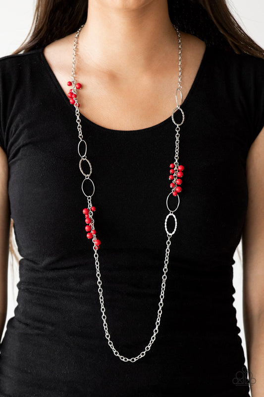 Flirty Foxtrot Red statement necklace, alternate view