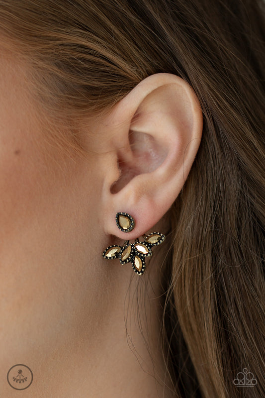 A Force To BEAM Reckoned With Brass post earrings, alternate view