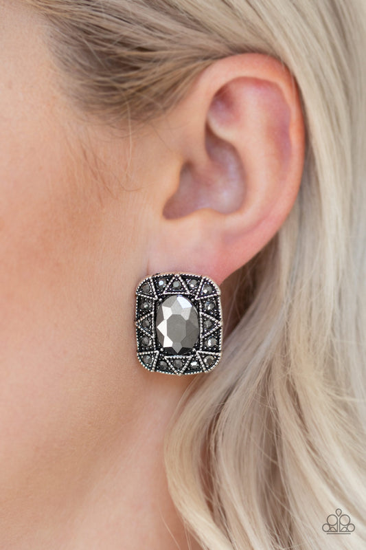 Young Money Silver post earrings, alternate view