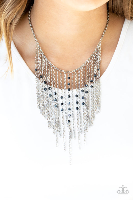 First Class Fringe Blue statement necklace, alternate view