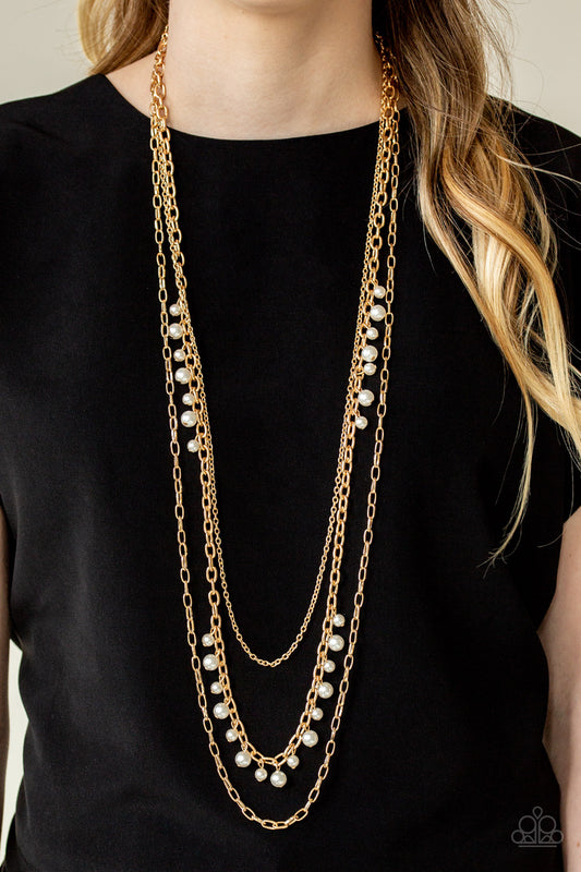 Pearl Pageant Gold statement necklace, alternate view