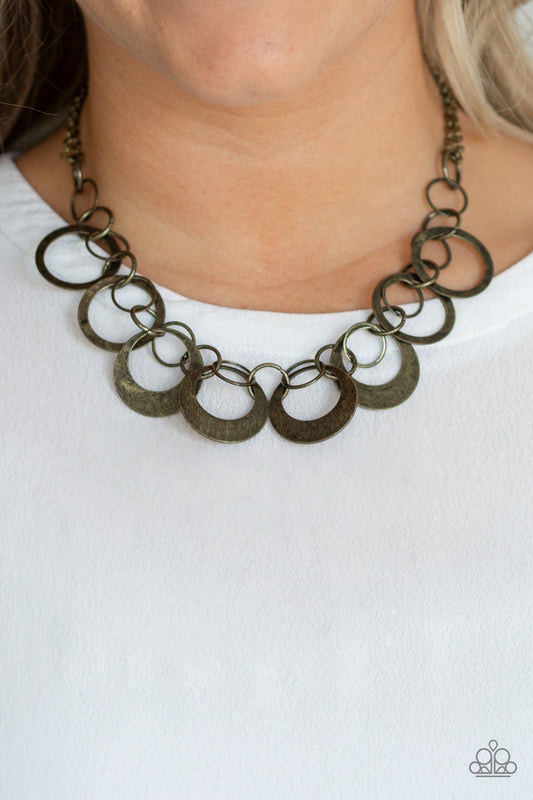 In Full Orbit Brass statement necklace, alternate view