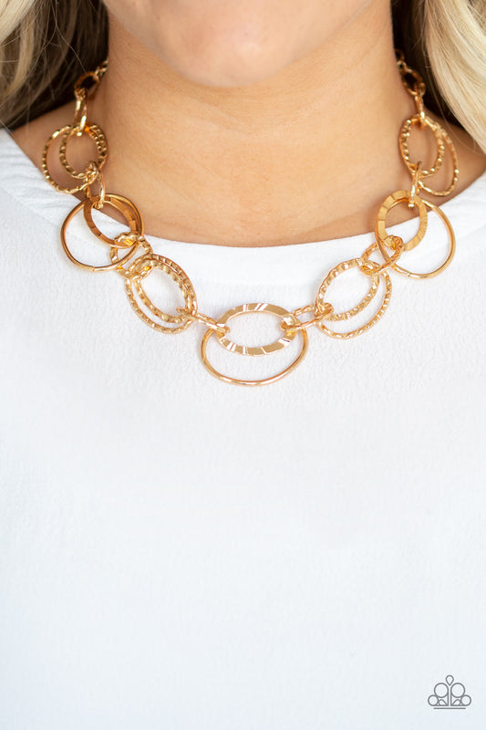 Bend OVAL Backwards Gold statement necklace, alternate view