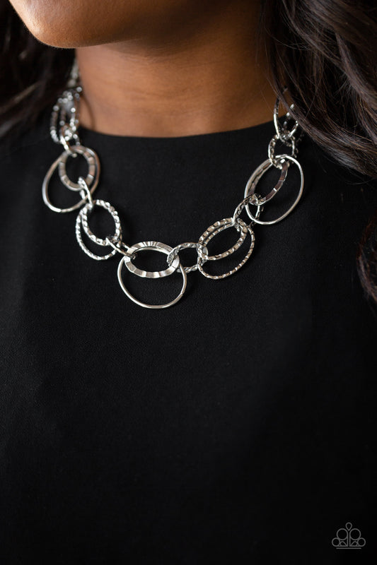 Bend OVAL Backwards Silver statement necklace, alternate view