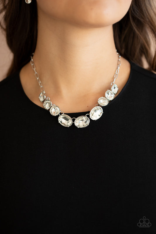 Gorgeously Glacial White statement necklace, alternate view
