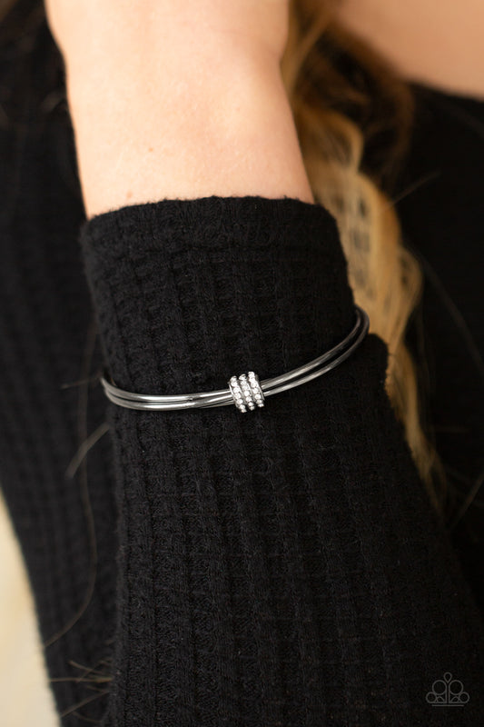Roll Out The Rhinestones Black bangle bracelet, alternate view
