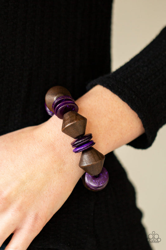 Bermuda Boardwalk Purple stretch bracelet, alternate view