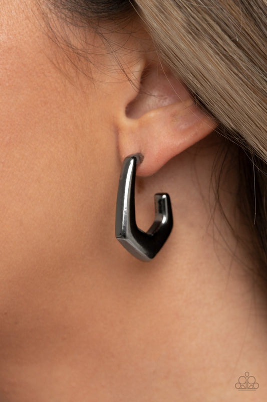 On The Hook Black hoop earrings, alternate view