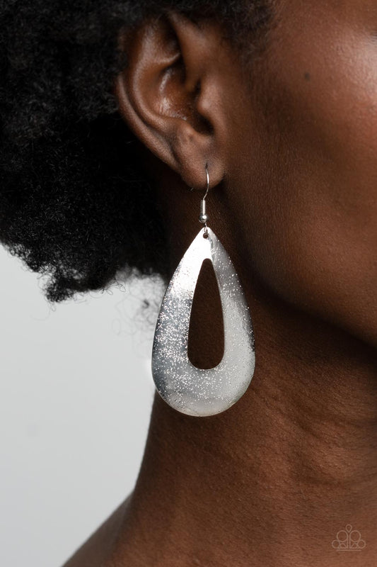 Hand It OVAL! Silver dangle earrings, alternate view