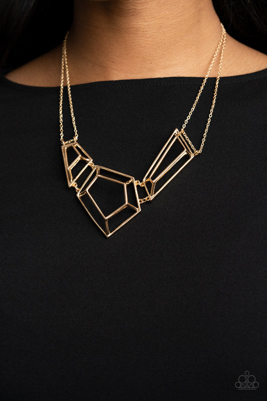 3-D Drama Gold statement necklace, alternate view