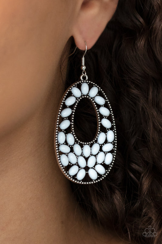 Beaded Shores White dangle earrings, alternate view
