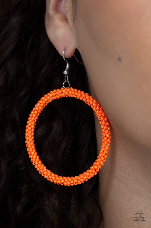 Beauty and the BEACH Orange hoop earrings, alternate view
