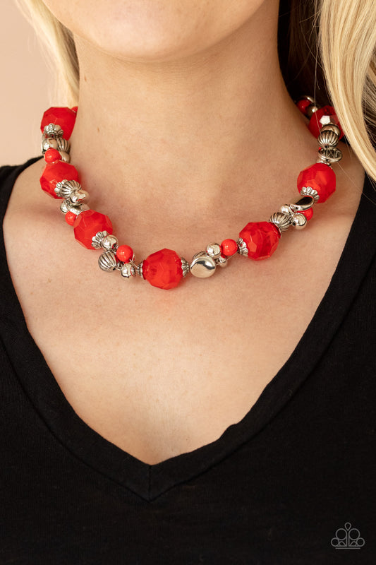 Vidi Vici VACATION Red statement necklace, alternate view