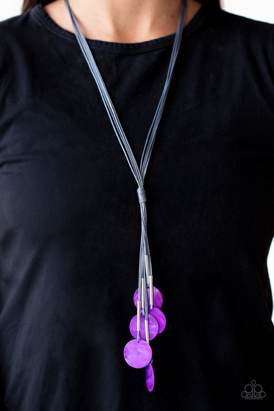 Tidal Tassels Purple statement necklace, alternate view