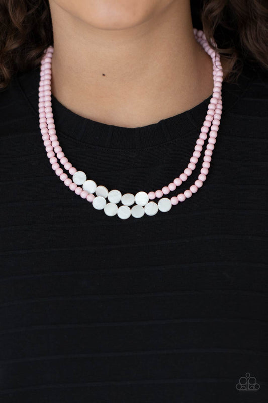 Extended STAYCATION Pink statement necklace, alternate view