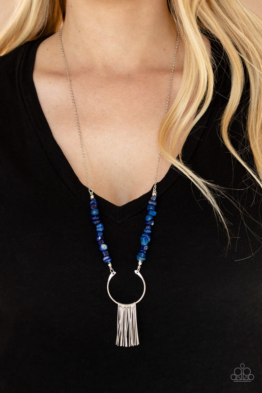 With Your ART and Soul Blue statement necklace, alternate view