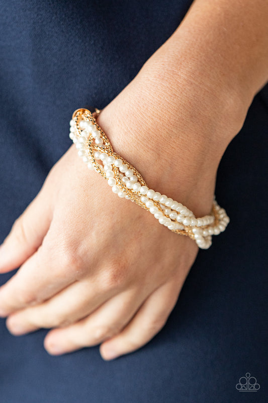 Vintage Variation Gold statement bracelet, alternate view